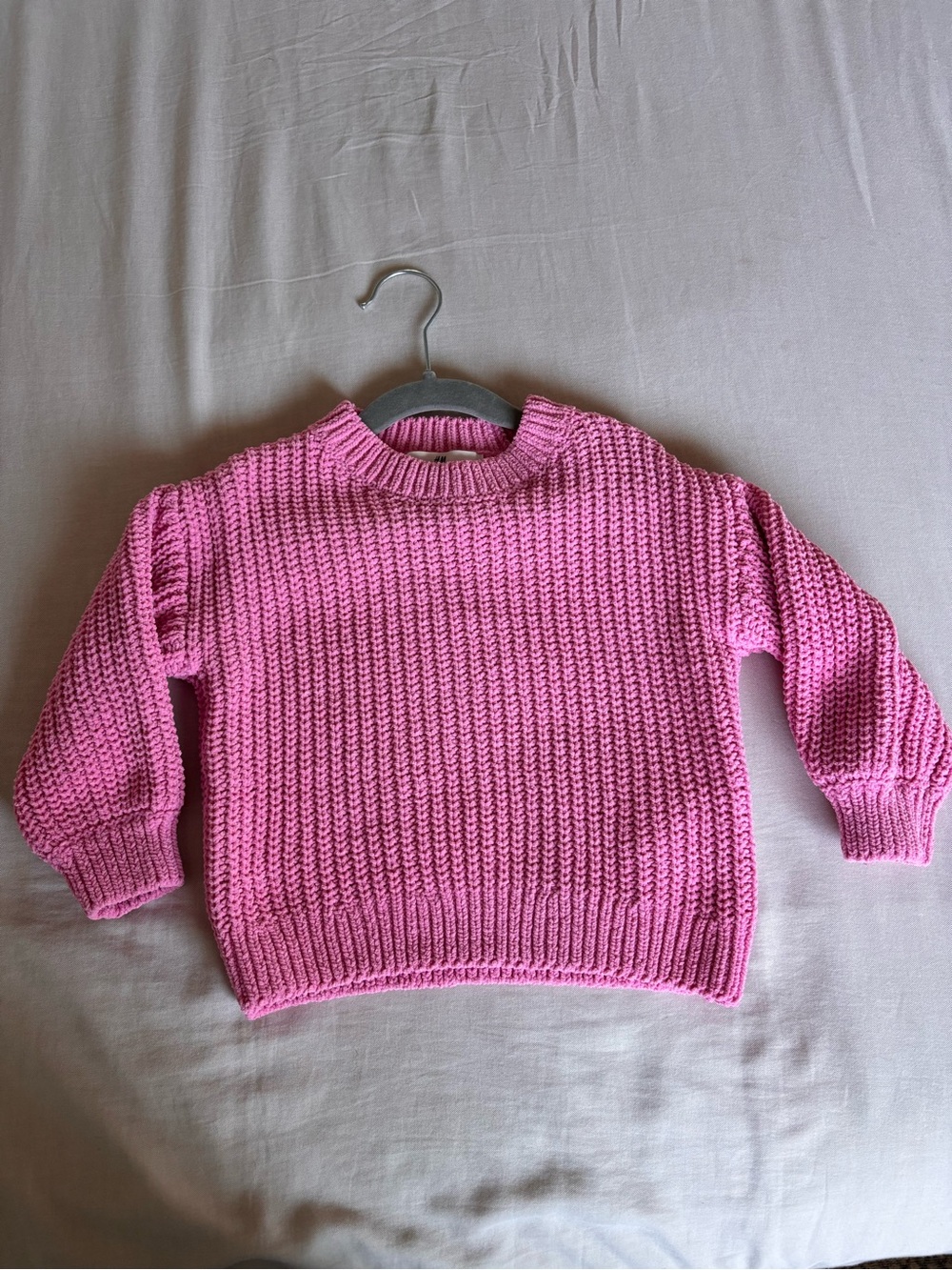 H&M Bright Pink Chunky Knit Kids Sweater
